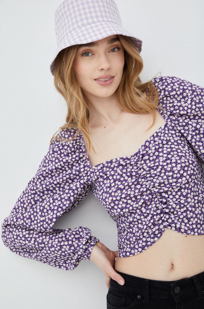 Блузка Noisy May жіноча колір фіолетовий принт квіти