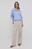 Бавовняна кофта Samsoe Samsoe жіноча  однотонна колір блакитний