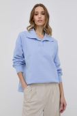 Бавовняна кофта Samsoe Samsoe жіноча  однотонна колір блакитний