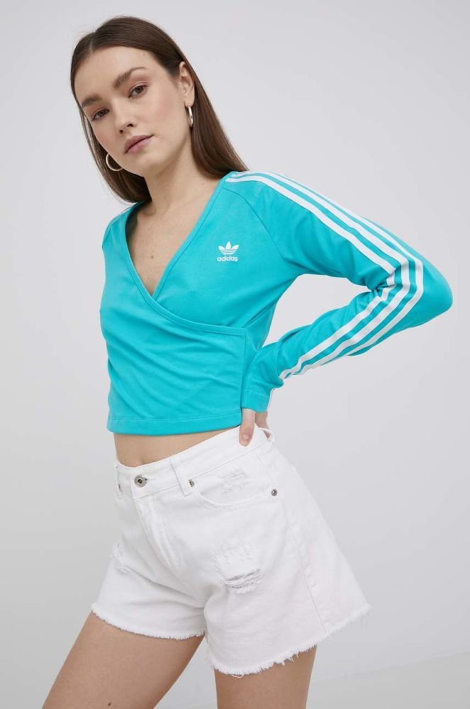 Лонгслів adidas Originals Adicolor HE4958 жіночий колір бірюзовий