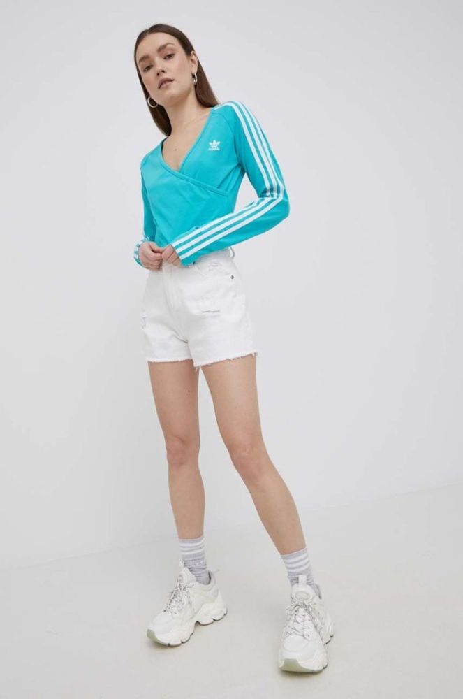 Лонгслів adidas Originals Adicolor HE4958 жіночий колір бірюзовий фото 2