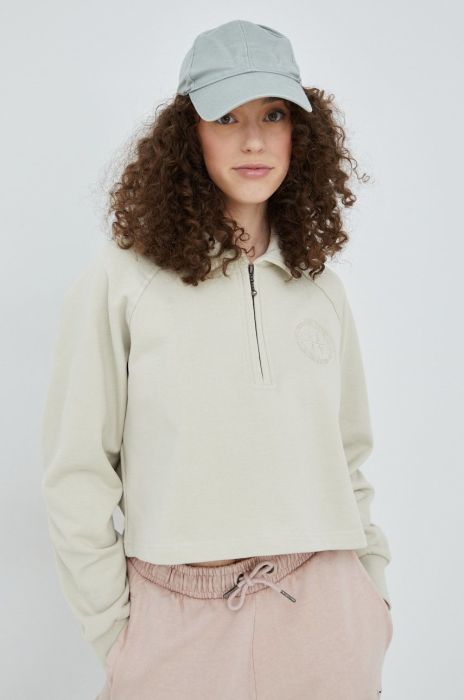 Бавовняна кофта HUF жіноча колір бежевий з аплікацією