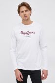 Бавовняний лонгслів Pepe Jeans Eggo Long колір білий з принтом