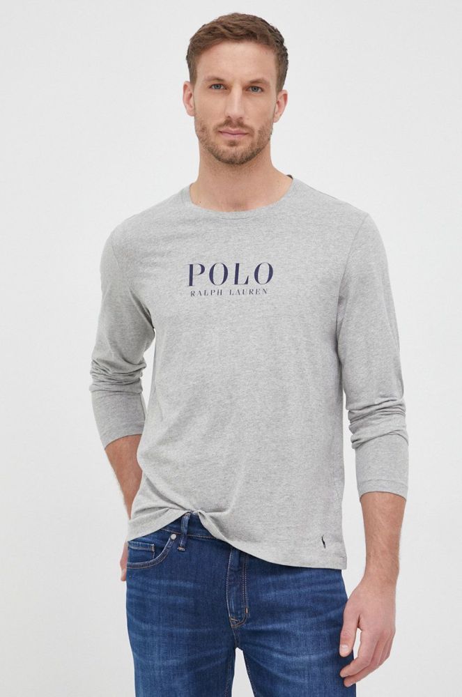 Бавовняний лонгслів Polo Ralph Lauren колір сірий меланж (2152368)