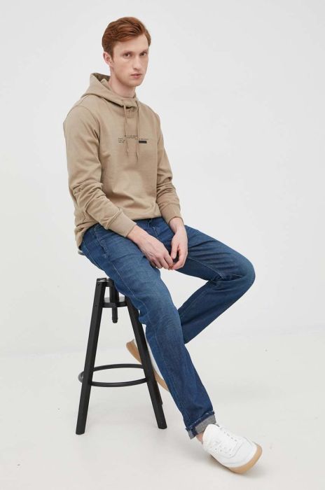 Бавовняна кофта G-Star Raw чоловіча колір бежевий з принтом (2253636)