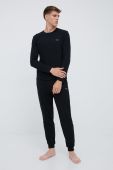 Піжамний лонгслів BOSS колір чорний з аплікацією