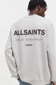 Бавовняний лонгслів AllSaints колір сірий з принтом