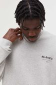 Бавовняний лонгслів AllSaints колір сірий з принтом