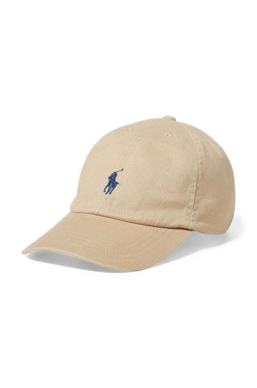 Дитяча Бавовняна кепка Polo Ralph Lauren колір бежевий однотонна