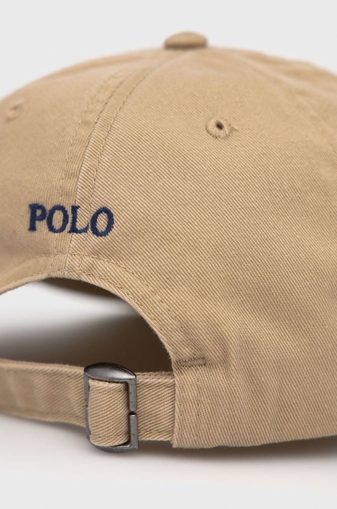 Дитяча Бавовняна кепка Polo Ralph Lauren колір бежевий однотонна фото 3