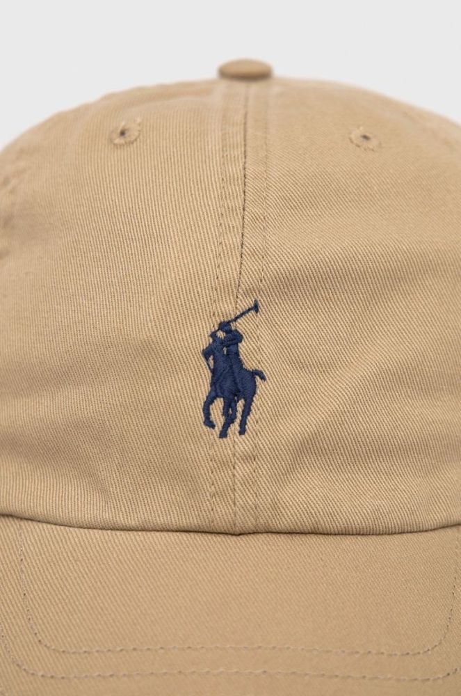 Дитяча Бавовняна кепка Polo Ralph Lauren колір бежевий однотонна фото 4