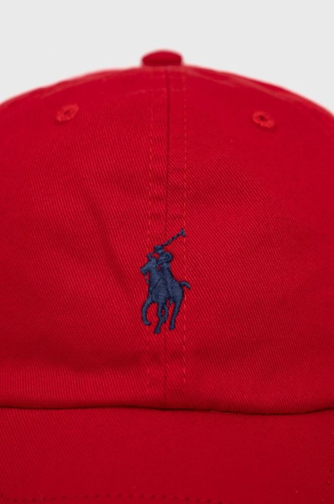 Дитяча Бавовняна кепка Polo Ralph Lauren колір червоний однотонна (2079350) фото 3