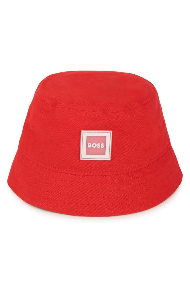 Дитячий капелюх BOSS колір червоний з бавовни