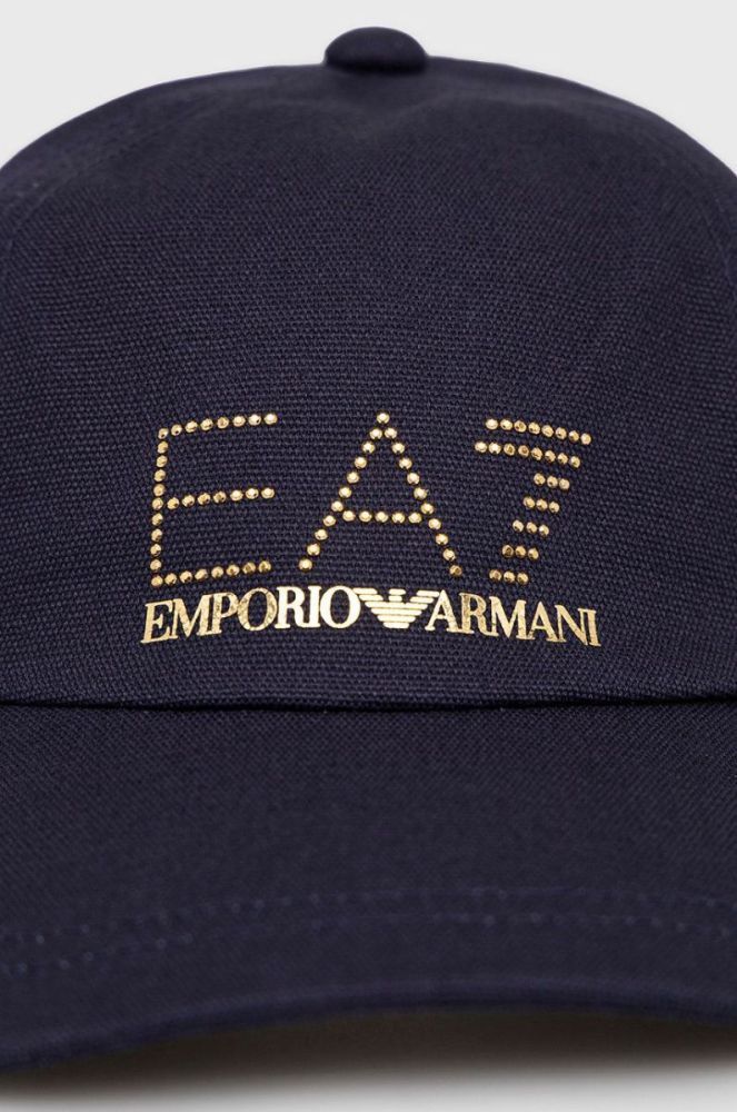 Бавовняна кепка EA7 Emporio Armani колір синій з аплікацією фото 2