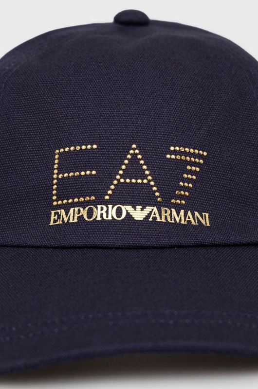 Бавовняна кепка EA7 Emporio Armani колір синій з аплікацією фото 2