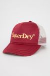 Кепка Superdry колір червоний з принтом Кепка Superdry колір червоний з принтом