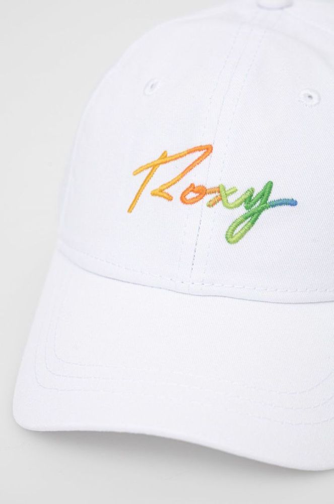 Бавовняна кепка Roxy колір білий з аплікацією фото 3