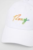 Бавовняна кепка Roxy колір білий з аплікацією