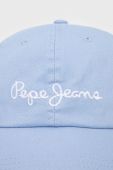 Дитяча бавовняна кепка Pepe Jeans однотонна колір блакитний