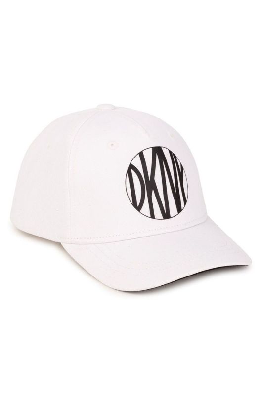 Дитяча Бавовняна кепка Dkny колір білий з принтом
