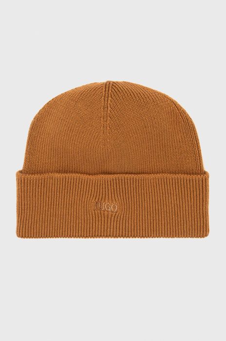 Шапка Hugo колір коричневий з тонкого трикотажу