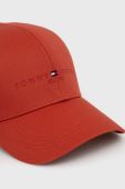 Бавовняна кепка Tommy Hilfiger колір червоний однотонна