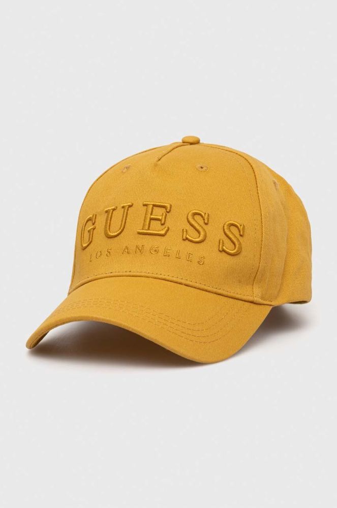 Бавовняна бейсболка Guess колір жовтий з аплікацією (3354680)