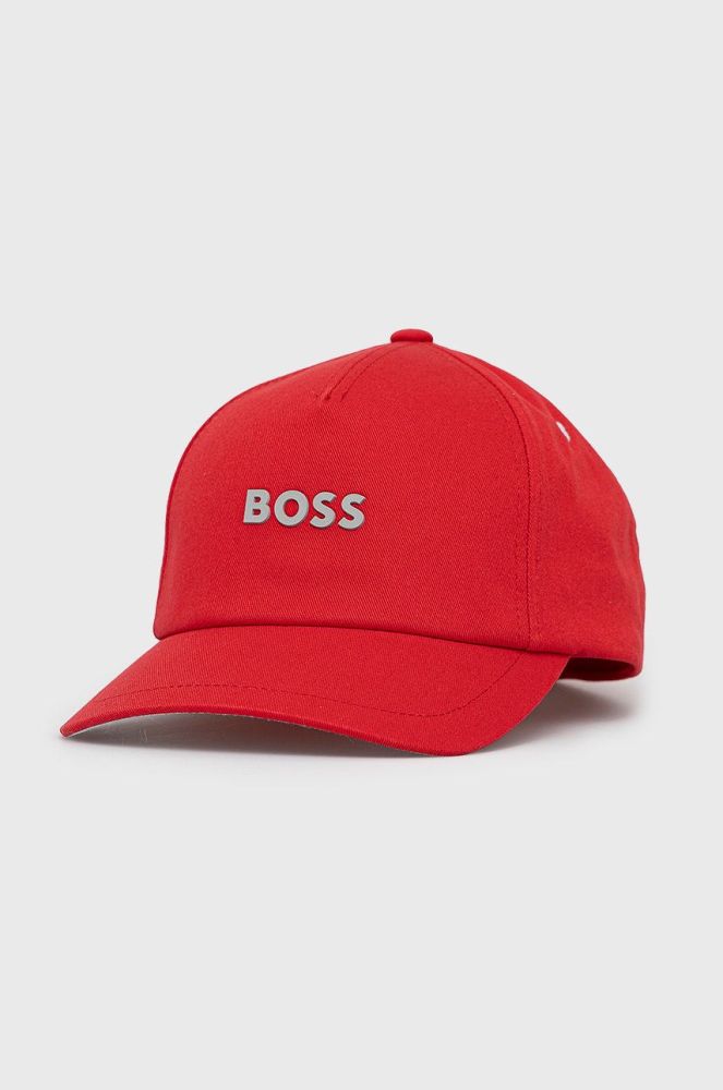 Бавовняна кепка BOSS Boss Casual колір червоний з аплікацією (2139327)