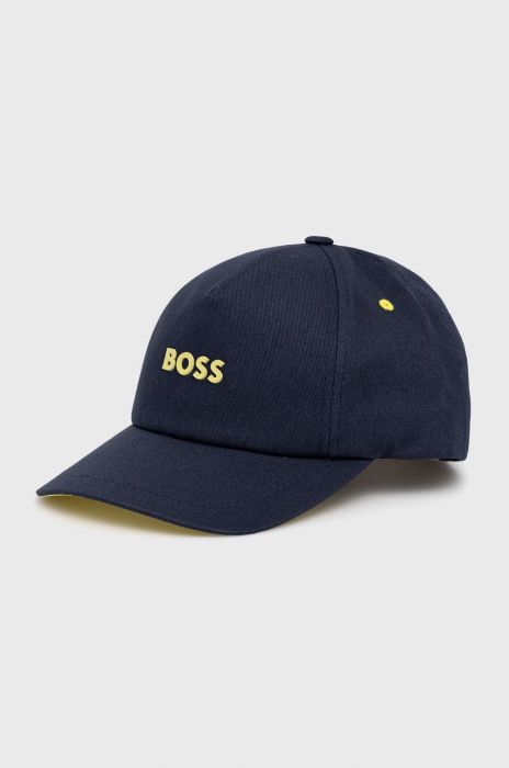 Бавовняна кепка BOSS Boss Casual колір синій з аплікацією