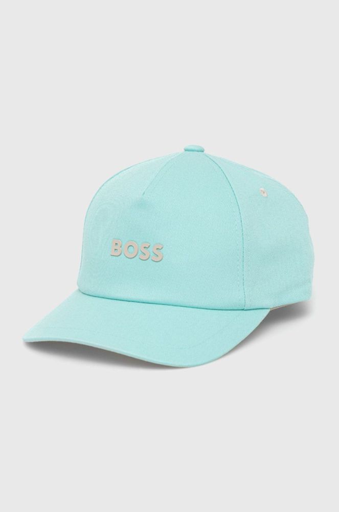 Бавовняна кепка BOSS Boss Casual колір зелений з аплікацією