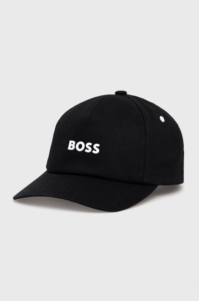 Бавовняна кепка BOSS Boss Casual колір чорний з аплікацією