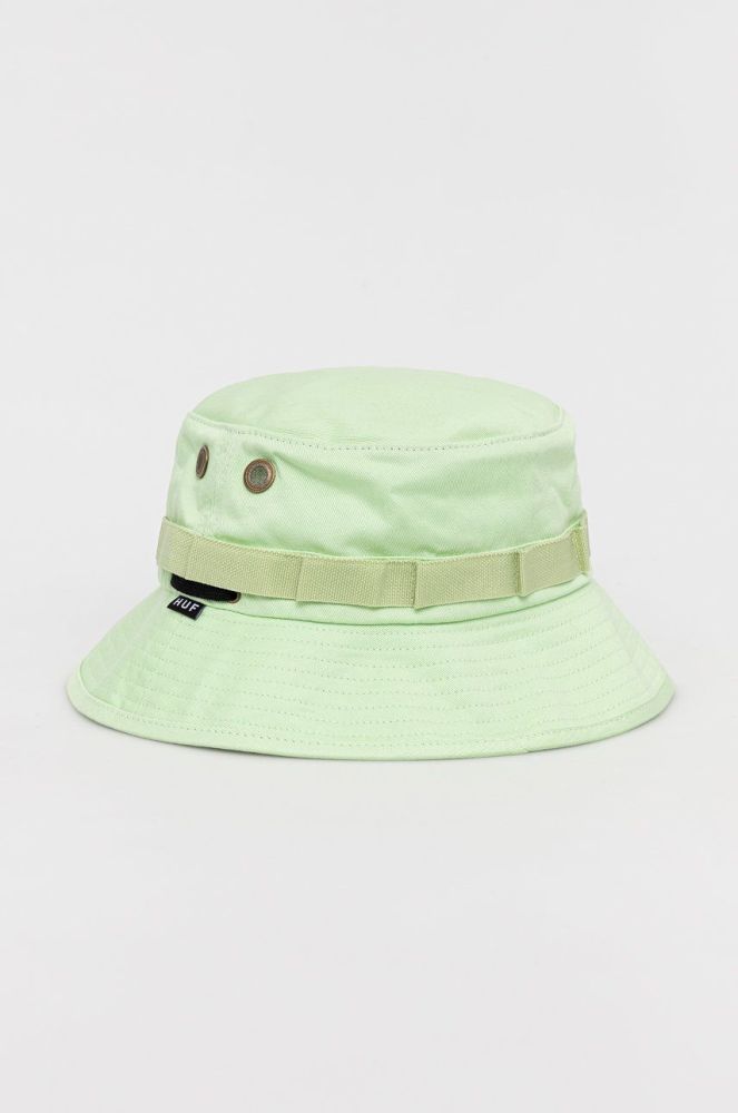 Бавовняний капелюх HUF колір зелений з бавовни