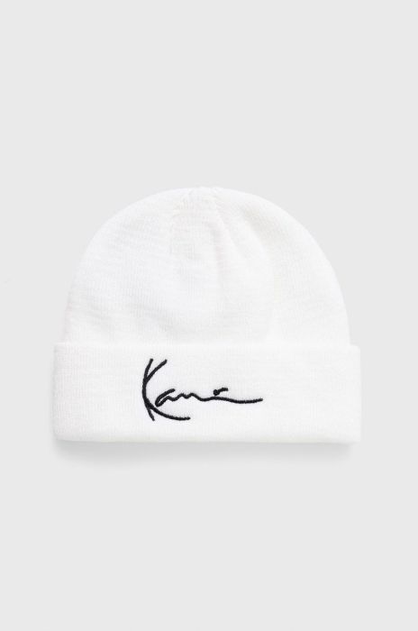 Шапка Karl Kani колір білий з тонкого трикотажу