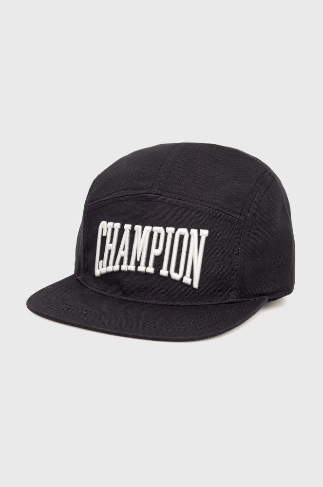 Бавовняна кепка Champion 805554 колір чорний з аплікацією