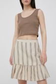Спідниця Vila колір бежевий mini розкльошена Спідниця Vila колір бежевий mini розкльошена