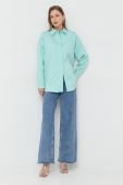 Сорочка Notes du Nord жіноча колір бірюзовий relaxed класичний комір