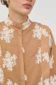 Бавовняна сорочка Bruuns Bazaar жіноча колір бежевий regular зі стійкою