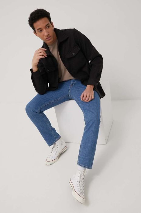 Сорочка Jack & Jones чоловіча колір чорний relaxed класичний комір