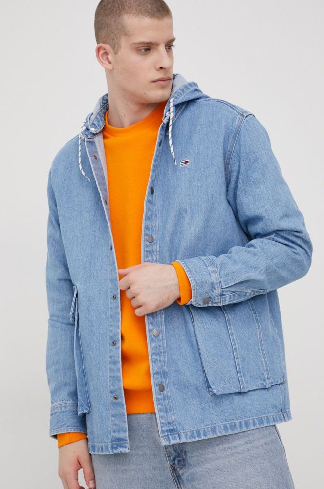 Джинсова куртка Tommy Jeans чоловіча перехідна oversize колір блакитний (2323673)