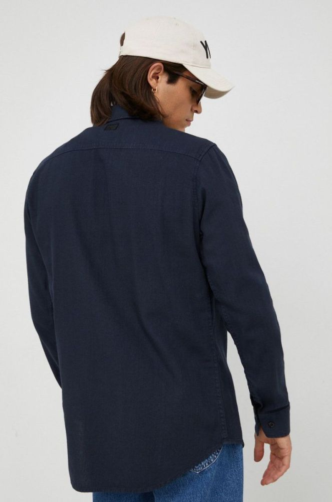 Бавовняна сорочка G-Star Raw чоловіча slim класичний комір колір темно-синій (2652978) фото 4