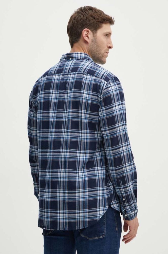 Бавовняна сорочка Woolrich чоловіча regular комір button-down CFWOSI0073MRUT2909-31032 колір темно-синій фото 4