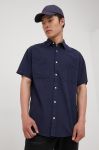 Сорочка з домішкою льону Jack & Jones чоловіча колір синій relaxed класичний комір Сорочка з домішкою льону Jack & Jones чоловіча колір синій relaxed класичний комір