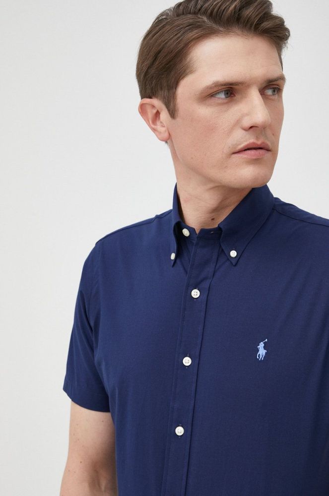 Сорочка Polo Ralph Lauren чоловіча колір синій regular комір button-down (2291875)