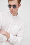Сорочка з льону Pepe Jeans Patwin чоловіча колір білий regular зі стійкою Сорочка з льону Pepe Jeans Patwin чоловіча колір білий regular зі стійкою