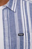 Сорочка з льону Wrangler чоловіча regular класичний комір колір блакитний