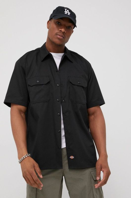 Сорочка Dickies чоловіча колір чорний regular класичний комір (2109669)