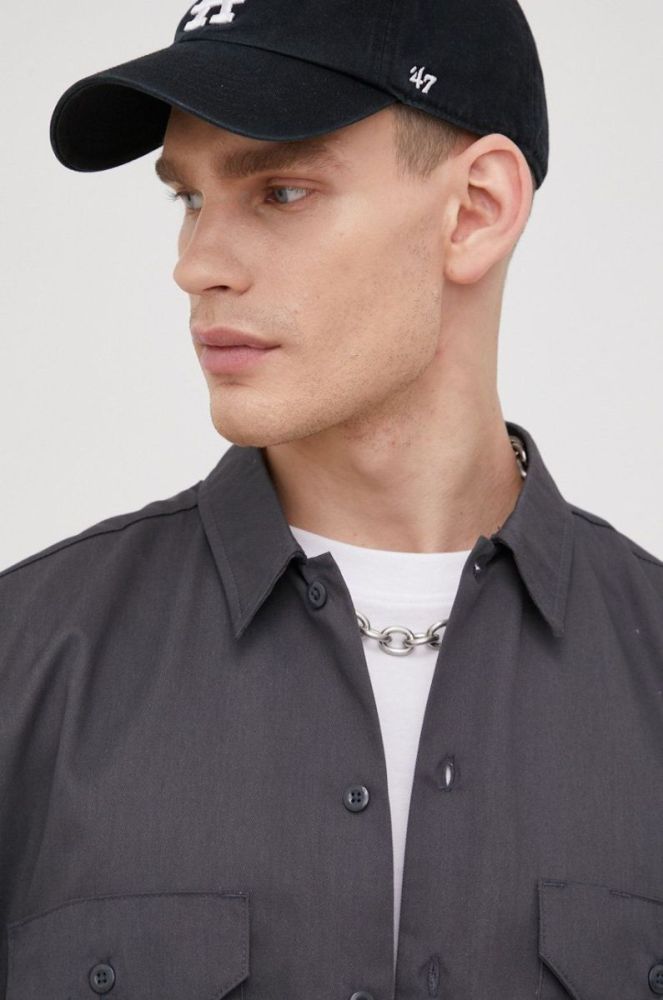 Сорочка Dickies чоловіча колір сірий regular класичний комір фото 5