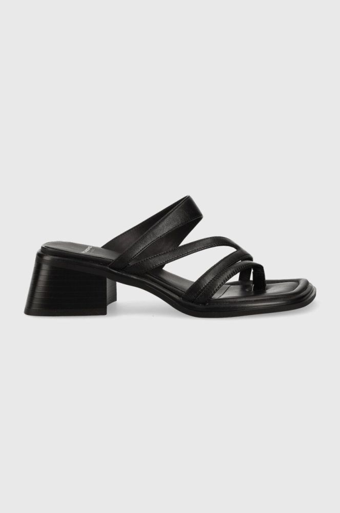 Шкіряні шльопанці Vagabond Shoemakers INES жіночі колір чорний каблук блок