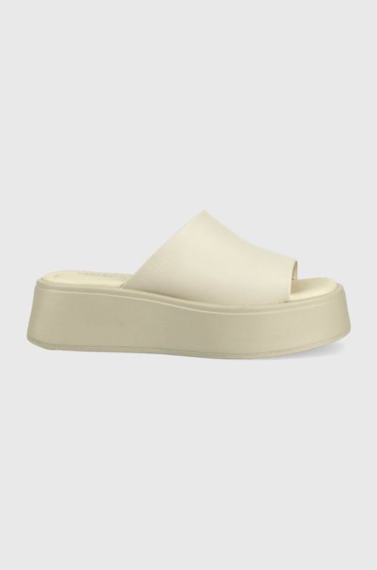 Шкіряні шльопанці Vagabond Shoemakers Courtney жіночі колір бежевий на платформі (2293743)