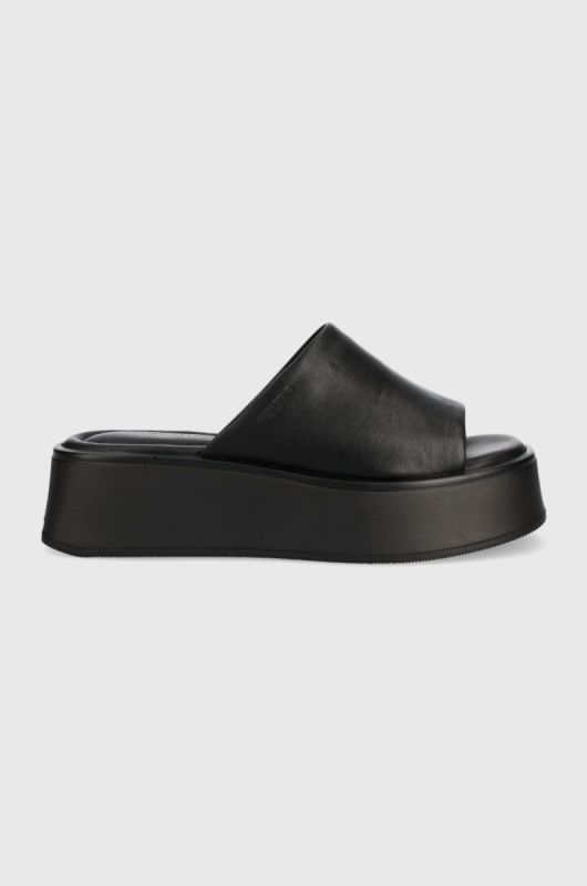 Шкіряні шльопанці Vagabond Shoemakers Courtney жіночі колір чорний на платформі (2314136)
